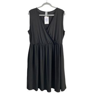 Honeyme Curvy XL Little Black Dress Faux Wrap Surplice Neckline Boutique LBD EUC